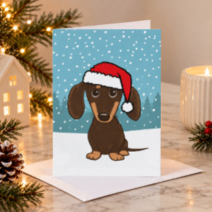 Chocolade Dachshund Kerstman Cute Hond Kerstmis Feestdagen Kaart