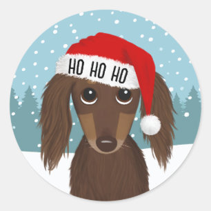Chocolade Dachshund Kerstman Cute Wiener Dog Op Ma Ronde Sticker