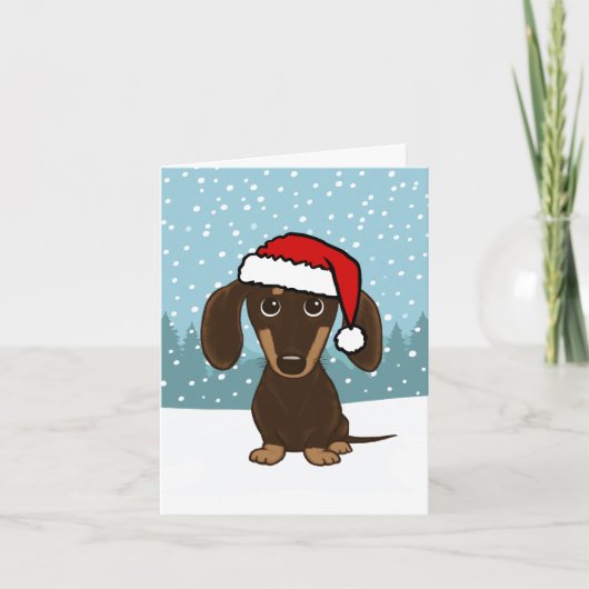 Chocolade Dachshund Kerstman Wiener Hond Kerstmis Feestdagen Kaart (Voorkant)