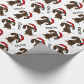 Chocolade Dachshund Kerstmis Aangepaste Naam Leuke Cadeaupapier (Hoek)