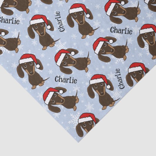 Chocolade Dachshund Kerstmis Aangepaste Naam Leuke Tissuepapier (Detail)