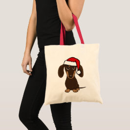 Chocolade Dachshund Santa Leuke Hond Custom Tote Bag