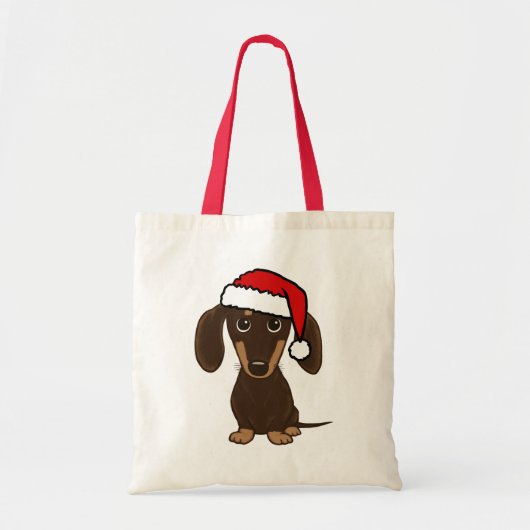 Chocolade Dachshund Santa Leuke Hond Custom Tote Bag (Voorkant)