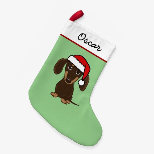 Chocolade Dachshund Santa Leuke Wiener Hond Kleine Kerstsok (Voorkant (Hangend))