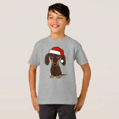 Chocolade Dachshund Santa Leuke Wiener Hond T-shirt (Voorkant volledig)