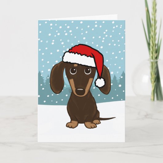 Chocolade Dachshund Santa Schattige Hondenkerst Feestdagen Kaart (Voorkant)