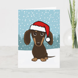 Chocolade Dachshund Santa Schattige Hondenkerst Feestdagen Kaart