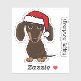Chocolade Dachshund Santa Schattige Hondenkerst Sticker