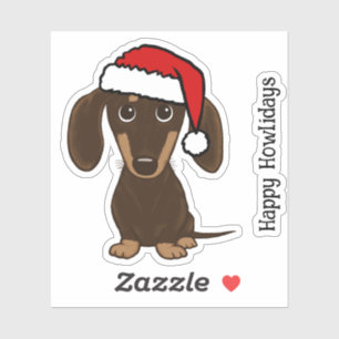 Chocolade Dachshund Santa Schattige Hondenkerst Sticker
