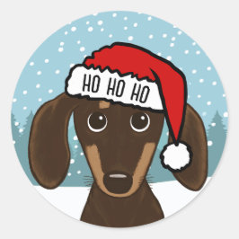 Chocolade Dachshund Santa Schattige Wiener Dog Cus Ronde Sticker