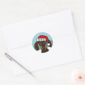 Chocolade Dachshund Santa Schattige Wiener Dog Cus Ronde Sticker (Envelop)