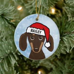 Chocolade Dachshund Santa Wiener Hond Aangepaste n Keramisch Ornament