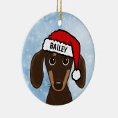 Chocolade Dachshund Santa Wiener Hond Aangepaste n Keramisch Ornament (Rechts)