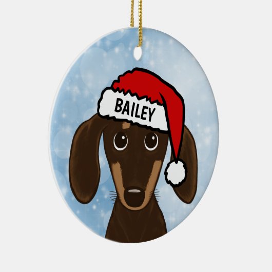 Chocolade Dachshund Santa Wiener Hond Aangepaste n Keramisch Ornament (Rechts)