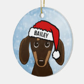 Chocolade Dachshund Santa Wiener Hond Aangepaste n Keramisch Ornament (Links)