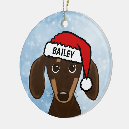 Chocolade Dachshund Santa Wiener Hond Aangepaste n Keramisch Ornament (Links)