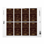 Chocolade Damask 2 bruiloft wijn label (Full Sheet)