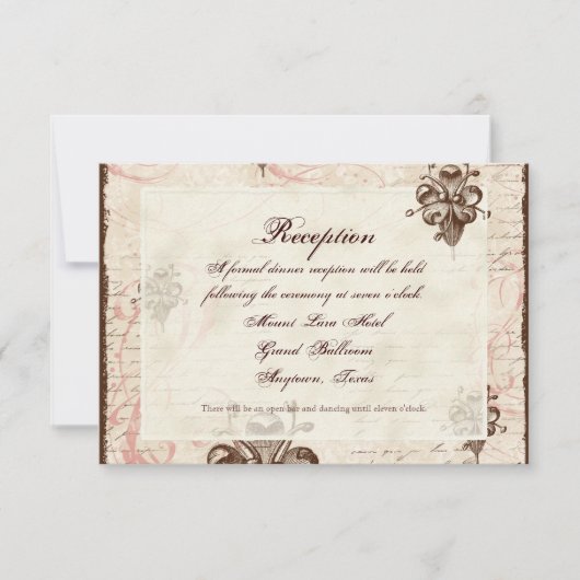 Chocolade Damask Swirl Wedding Response RSVP-kaart Kaart (Voorkant)