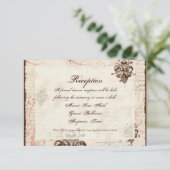 Chocolade Damask Swirl Wedding Response RSVP-kaart Kaart (Staand voorkant)