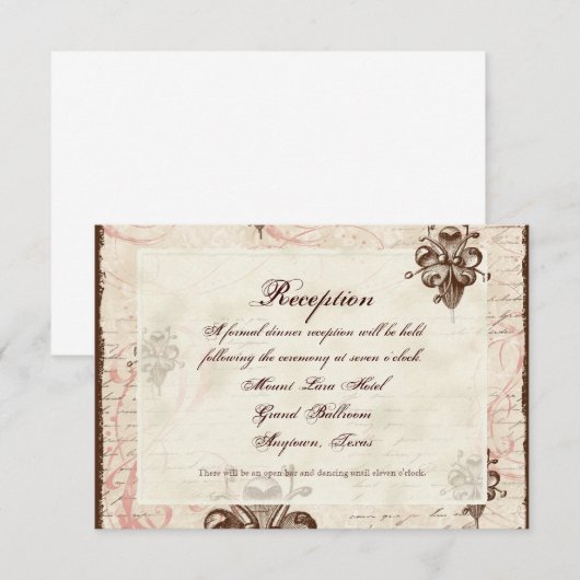 Chocolade Damask Swirl Wedding Response RSVP-kaart Kaart (Voorkant / Achterkant)