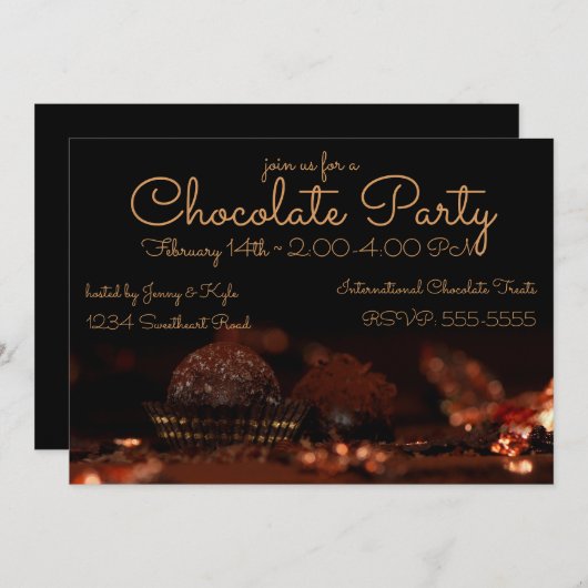 Chocolade Dessert Party Kaart (Voorkant / Achterkant)