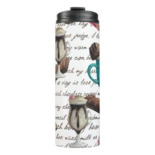 Chocolade dessert snoep warme cacao script thermosbeker (Voorkant)