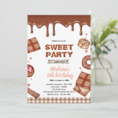 Chocolade dessert thema feest uitnodiging (Staand voorkant)