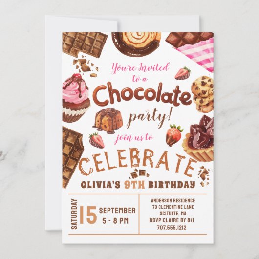 Chocolade Desserts Verjaardagsfeest Kaart (Voorkant)
