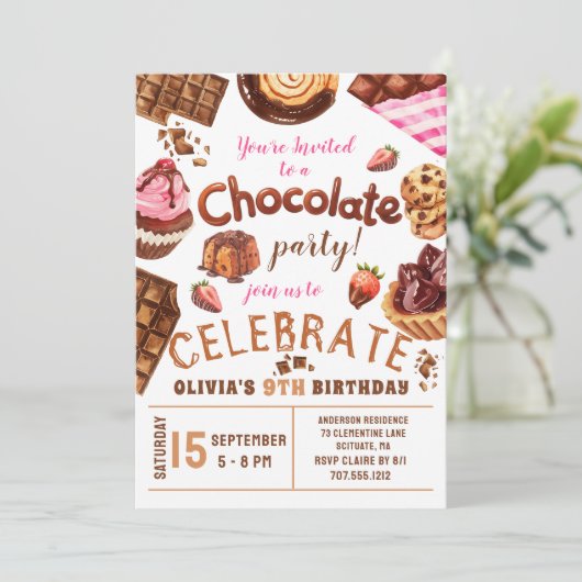 Chocolade Desserts Verjaardagsfeest Kaart (Staand voorkant)