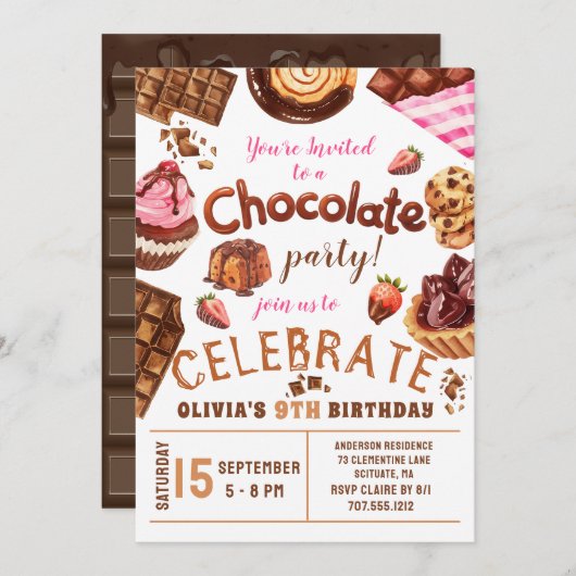Chocolade Desserts Verjaardagsfeest Kaart (Voorkant / Achterkant)