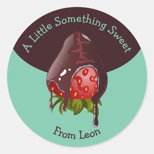 Chocolade Dip Aardbei Gewoon Iets Zoets Mint Ronde Sticker (Voorkant)