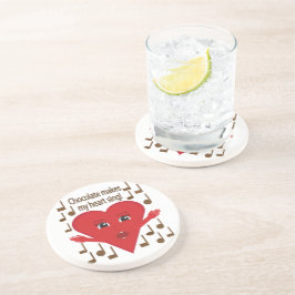 Chocolade doet mijn hart zingen! zingend hart zandsteen onderzetter