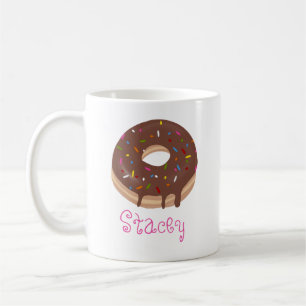 Chocolade Donut Aangepaste Roze Naam Koffie Koffiemok