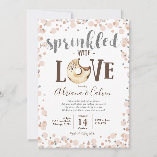 Chocolade Donut Baby Sprinkle Feest Uitnodiging (Voorkant)