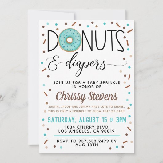 Chocolade Donut Baby Sprinkle Shower - Uitnodiging (Voorkant)
