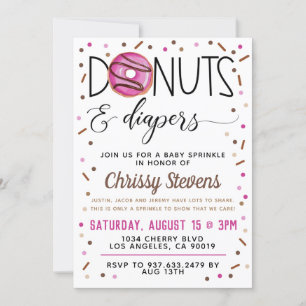 Chocolade Donut Baby Sprinkle Shower - Uitnodiging