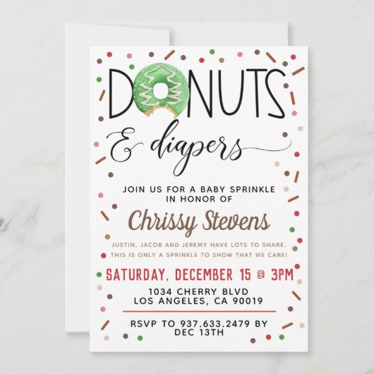 Chocolade Donut Baby Sprinkle Shower - Uitnodiging (Voorkant)