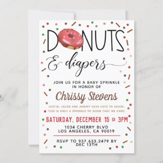 Chocolade Donut Baby Sprinkle Shower - Uitnodiging