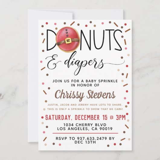 Chocolade Donut Baby Sprinkle Shower - Uitnodiging (Voorkant)