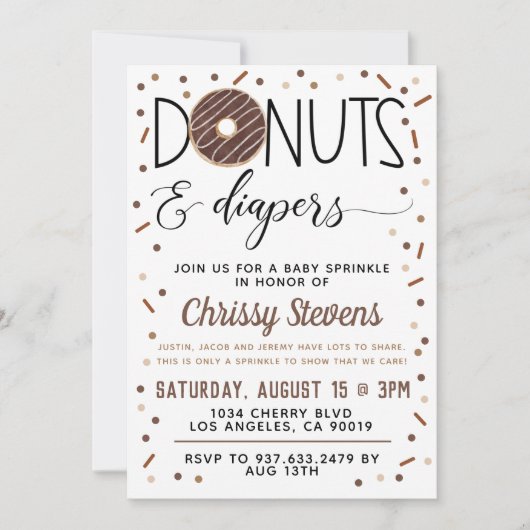 Chocolade Donut Baby Sprinkle Shower - Uitnodiging (Voorkant)