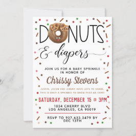 Chocolade Donut Baby Sprinkle Shower - Uitnodiging