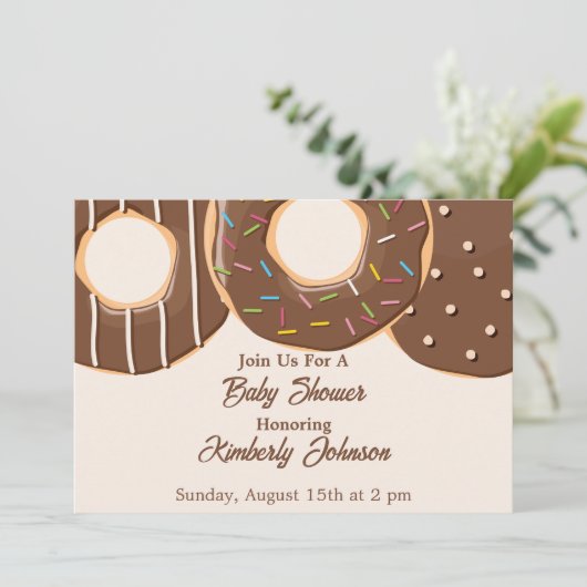 Chocolade Donut Delight Baby Shower Kaart (Staand voorkant)