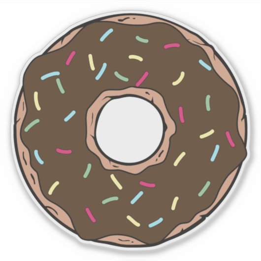 Chocolade Donut, Doughnut, Glaze, Icing, Sprinkles Sticker (Voorkant)