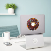 Chocolade Donut, Doughnut, Icing, Sprinkles, Glaze Sticker (Laptop op bureau)