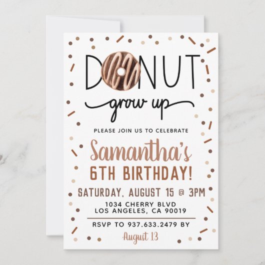 Chocolade Donut Groeit Birthday Invitation Kaart (Voorkant)