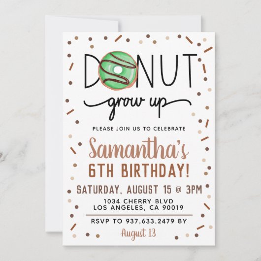 Chocolade Donut Groeit Birthday Invitation Kaart (Voorkant)