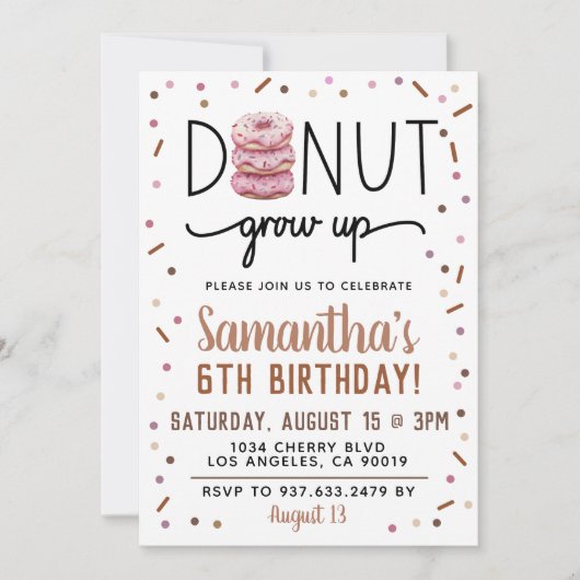 Chocolade Donut Groeit Birthday Invitation Kaart (Voorkant)