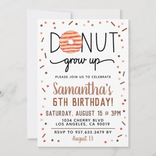 Chocolade Donut Groeit Birthday Invitation Kaart (Voorkant)