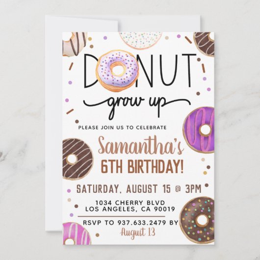 Chocolade Donut Groeit Birthday Invitation Kaart (Voorkant)