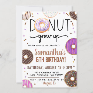 Chocolade Donut Groeit Birthday Invitation Kaart